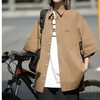 夏季【纯色工装短袖衬衫 女式潮牌潮流日系】休闲百搭 情侣装7分袖衬衣 商品缩略图3