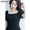 NEELLY纳俪商场同款泡泡袖方领连衣裙女中长款显瘦法式气质小黑裙N23074Y03339 商品缩略图2