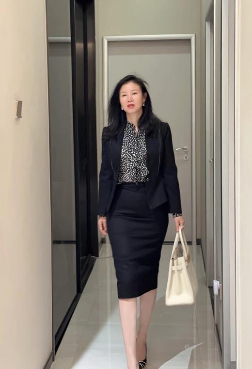 “黑兰”套裙 颈袖添香季时尚职业修身OL气质显瘦包臀羊毛女士套裙J9303994A 商品图7