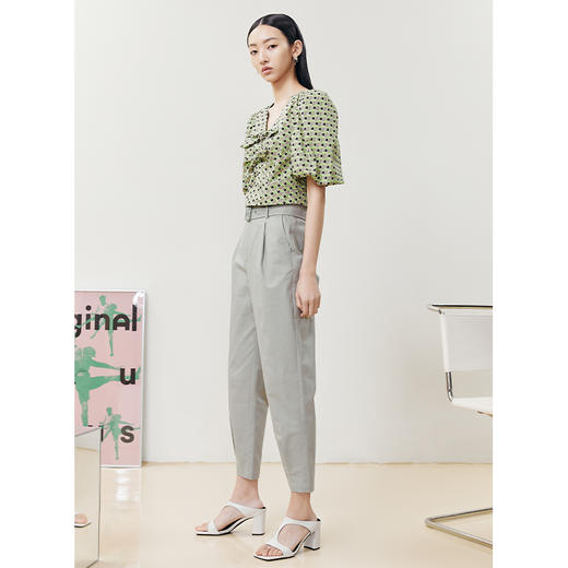 NEELLY纳俪商场同款V领泡泡袖衬衫女胸前蝴蝶结显瘦套头上衣百搭N22052R01156 商品图3