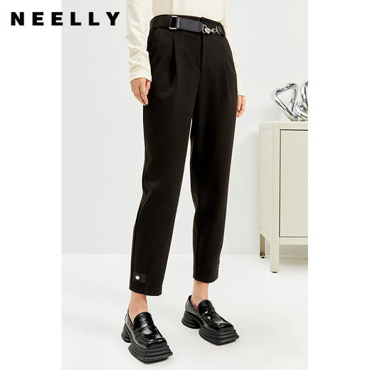 NEELLY纳俪商场同款西装裤女秋冬季可脱卸腰带休闲裤宽松显瘦长裤N22104H04560 商品图0