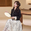 中式文艺套裙，袖口镶色门襟盘扣小外套+压绉花色半身裙HR-BLKE9902-1 商品缩略图4