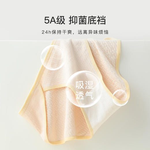 【5A级抑菌底档】元气少女高开叉棉内裤女5条装高弹舒适不勒腿2083#提花舒适内裤5条装 商品图3