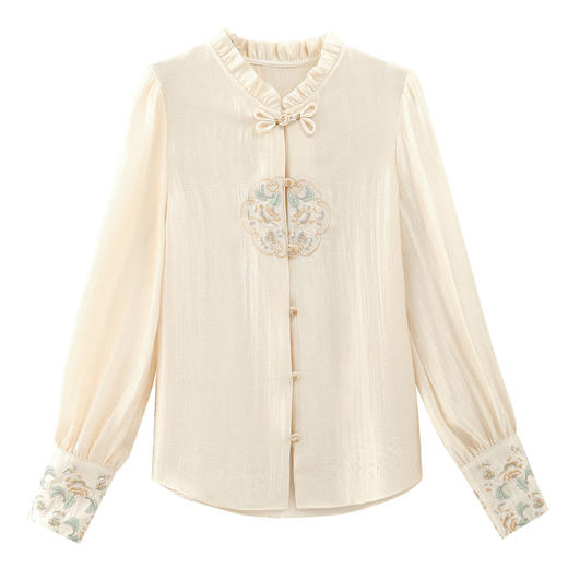 KQL E261N2337荷叶领灯笼袖衬衫 商品图4