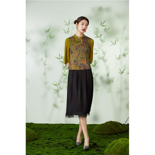 【梵高的鸢尾花】【香云纱】乔万尼24mm上衣收腰显瘦古典油画气质感EM2C792 商品图1