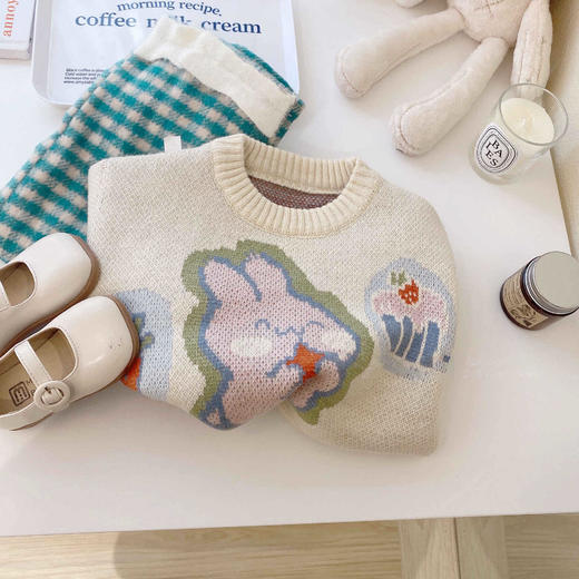 【15天发货！春秋日新装，潮韩来袭！】韩版童装新款女童，卡通兔子针织毛衣格子休闲裤子套装，时尚与舒适的穿着不二之选！-QQ 商品图1