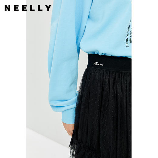 NEELLY纳俪商场同款半身裙款中长款黑色纱裙百搭时尚A字裙N22104E04556 商品图1