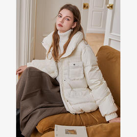 西遇小香风拼接羽绒服女冬季新款粗花呢宽松面包服短款外套12331643