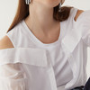 谜底露肩上衣女2024夏季新款时尚圆领拼接收腰衬衫短袖246MS7038 商品缩略图3