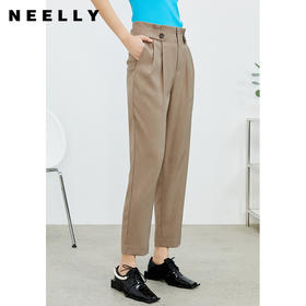 NEELLY纳俪商场同款休闲裤新款通勤职场长款压褶简约长裤N22074H04445