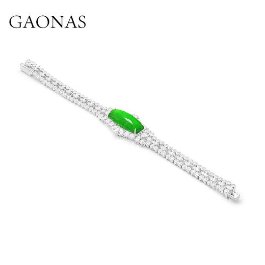 GAONAS 925银合成锆石手链 国风新潮满绿设计款绿色手链 10310SG 商品图1