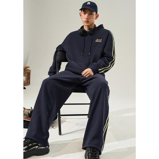 西遇美式高街条纹运动裤男早春新款宽松显瘦百搭卫裤阔腿裤12332368 商品图3