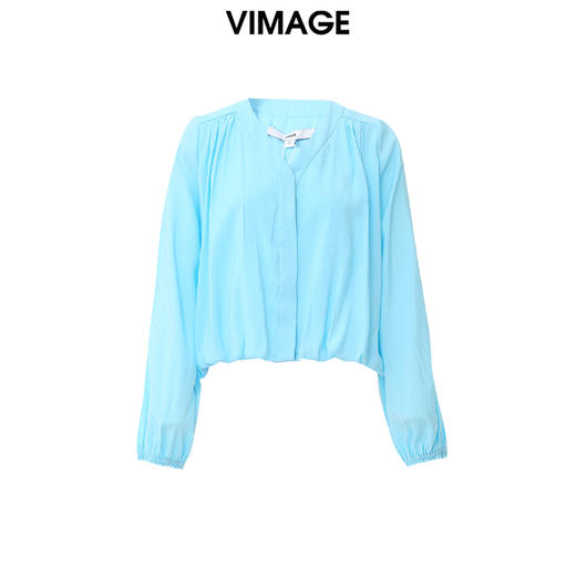 VIMAGE纬漫纪春季新款V领显瘦简约舒适上衣V2109705 商品图5