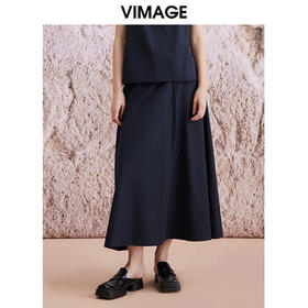 VIMAGE纬漫纪夏季新款垂感A字显瘦半身裙V2106714
