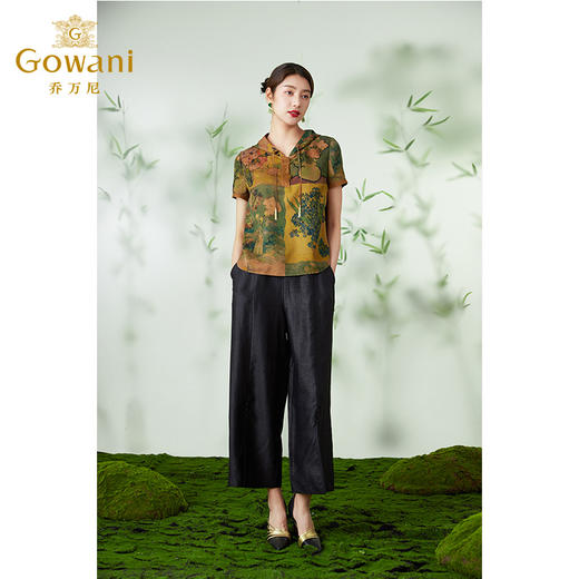 【香云纱】Gowani乔万尼重磅真丝香云纱阔腿裤复古中式气质设计EM2F838501 商品图0