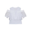 谜底露肩上衣女2024夏季新款时尚圆领拼接收腰衬衫短袖246MS7038 商品缩略图4