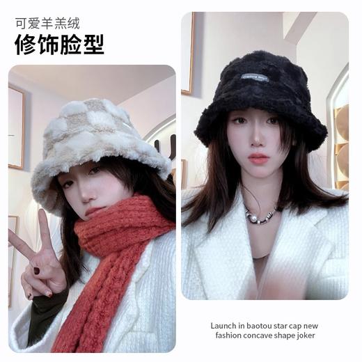 「日系羊羔绒渔夫帽！五色可选」秋冬季渔夫帽子女加厚保暖防寒防风韩版时尚兔毛盆帽显脸小水桶帽配饰 商品图1