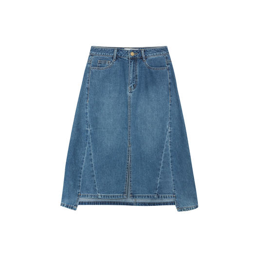 谜底牛仔半身裙2024夏季新款复古高腰百搭中长款A型半裙246MB7001 商品图4