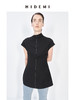 HIDEMI 极简设线条设计感走线黑白撞色不对称立领收腰上衣 商品缩略图0