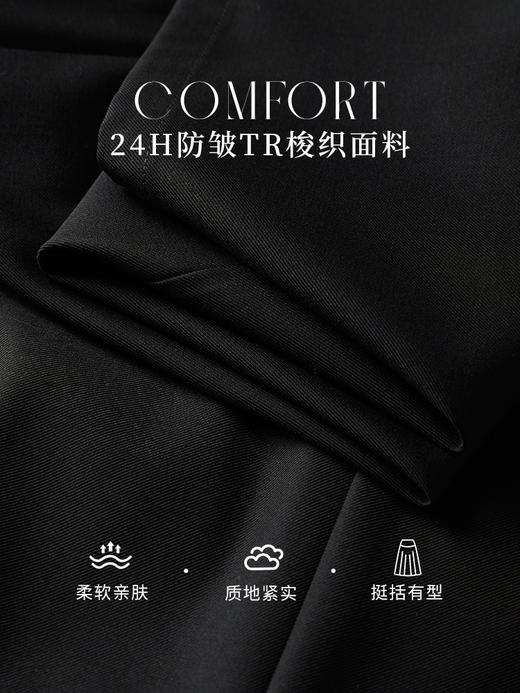 【专属特价】熙世界黑色垂感开叉半身裙女2025秋季新款显瘦包臀中长裙子西装裙 商品图3