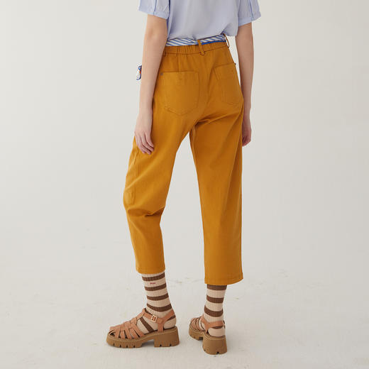 谜底直筒九分裤女2024夏季新款通勤风纯色休闲裤配腰带246MK7018 商品图2