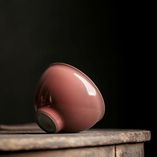 问鼎汝瓷萼红精工款折口杯 景德镇陶瓷手工复古茶杯礼盒装汝瓷 商品图4