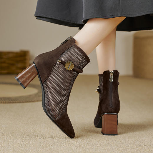【预售5天】春夏新款，舒适百搭羊猄皮+沙网时尚高跟网靴CZ&C-899 商品图9