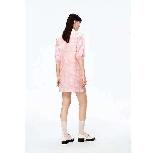 NEELLY纳俪商场同款polo领连衣裙女秋粉色针织显瘦中长款短袖裙子N22081Y01067 商品图3