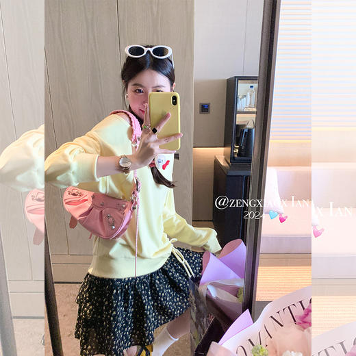 <曾小咸推荐>【软软马卡龙】黄色抽绳卫衣 商品图3