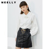 NEELLY纳俪商场同款春黑色高腰半身裙女腰带金属装饰包臀裙A字裙N22011E01016 商品缩略图2