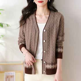 V领毛衣开衫外套，春款时尚妈妈外搭小个子麻花针织上衣披肩CC-101-99623