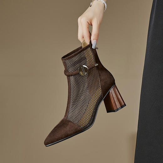 【预售5天】春夏新款，舒适百搭羊猄皮+沙网时尚高跟网靴CZ&C-899 商品图12