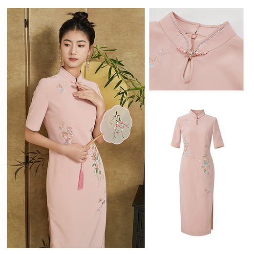 Gowani乔万尼2024新款连衣裙新中式旗袍刺绣设计高级感EM1E125102 商品图3