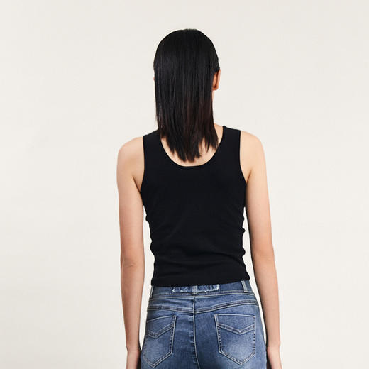 谜底针织背心女2024春款极简风低圆领修身短款打底上衣241MZ0359 商品图2