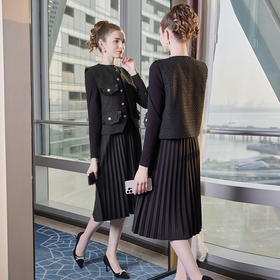 奢姿2024年冬装新款大码女装小香风拼接两件套胖妹妹时尚简约套装9934925991
