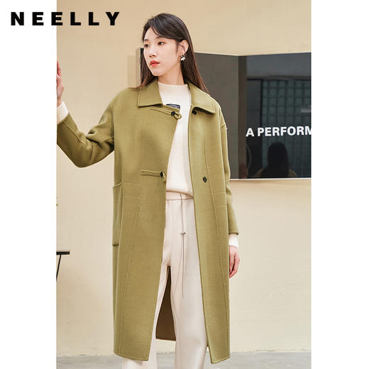 NEELLY纳俪商场同款翻领双面呢大衣女中长款冬季新款毛呢外套N23104N04415 商品图0