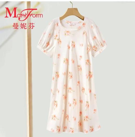 3F曼妮芬花园系列顺滑舒爽印花圆领 泡泡袖裙装 商品图0