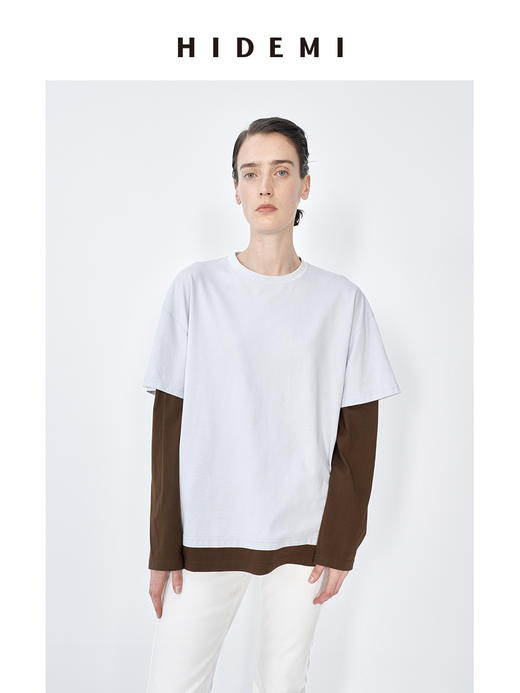 HIDEMI 小男孩系列早春假两件水洗棉针织圆领女装长袖打底T恤 商品图10