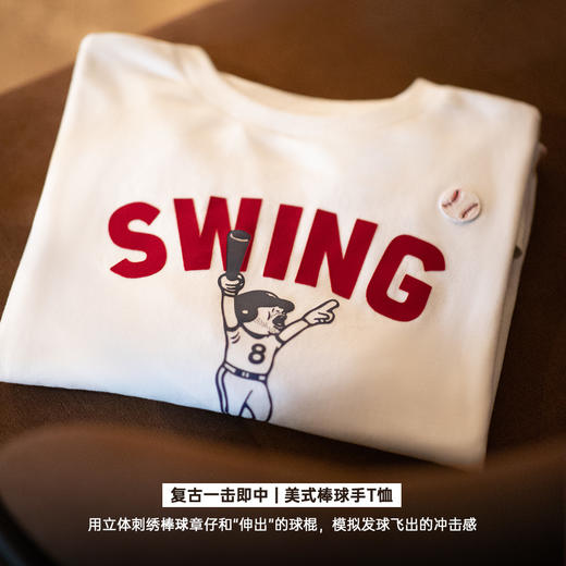 工装优选 美式复古字母棒球印花长袖T恤圆领内搭纯棉打底衫男春季 商品图1