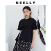 NEELLY纳俪商场同款基础圆领小众金属链条设计感抽绳褶皱短袖T恤N23044T04584 商品缩略图1