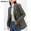 NEELLY纳俪商场同款休闲西装外套女双排扣格纹西服简约通勤外套春N22074W04422 商品缩略图1