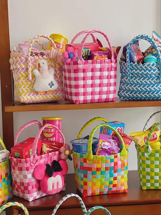 【六一必备】彩色编织花篮（中号篮口18*12） 商品图1