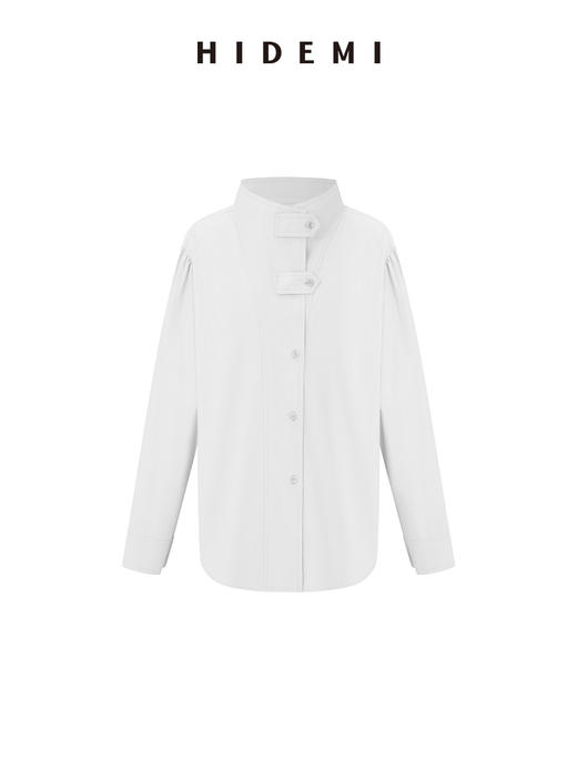 HIDEMI 质感小立领风衣型微褶皱水洗棉衬衫上衣 商品图11