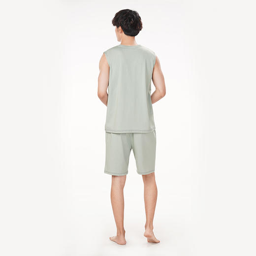 都市丽人都市锋尚生活家居春夏睡衣男32支CVC单面家居服薄款背心短裤男士棉质套装FH42C1 商品图3