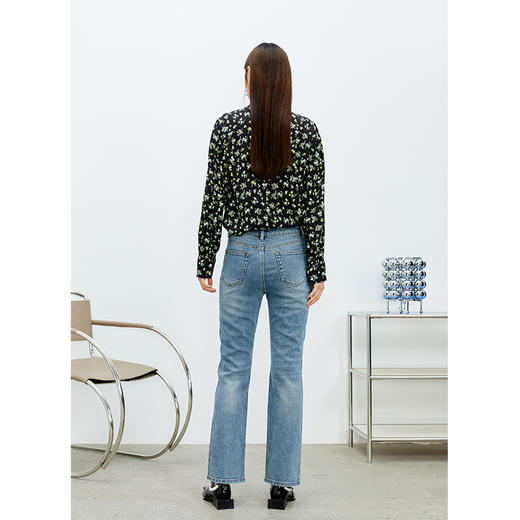 NEELLY纳俪商场同款碎花衬衫女季飘带领气质韩版上衣时尚N22074B04408 商品图3