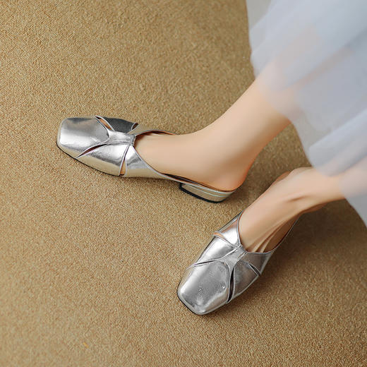 【预售5天】夏季新款，里外真皮亮面牛皮平头半拖SY&G-1220-1 商品图2