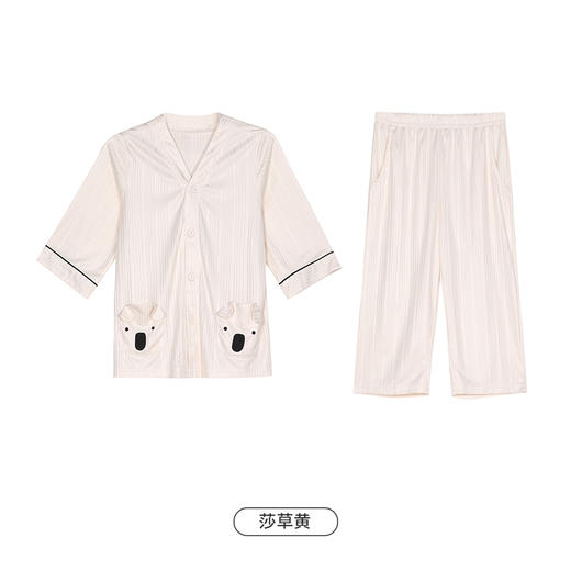 都市丽人眯雅佳生活家居春夏睡衣男女童牛奶丝抽条家居服薄款中袖七分裤童装棉质套装JH41A1 商品图14