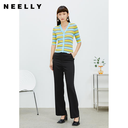 NEELLY纳俪商场同款夏季新款西装裤直筒显瘦长款黑色西裤N22074H04446 商品图2