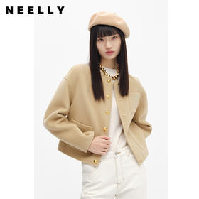 NEELLY纳俪商场同款小个子双面呢短外套女圆领小香风气质通勤上衣N23104N04401