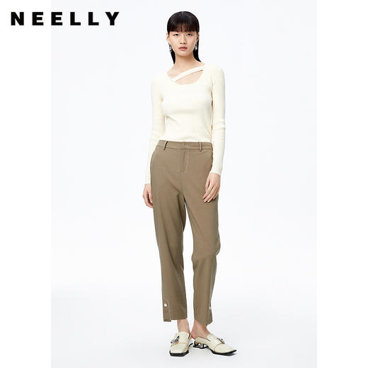 NEELLY纳俪商场同款秋季新款直筒休闲裤女职业百搭高腰显瘦烟管裤N22082H01091 商品图1